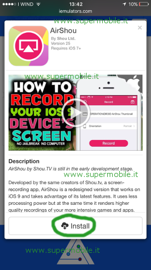 App AirShou guida per filmare schermo iPhone screen recorder